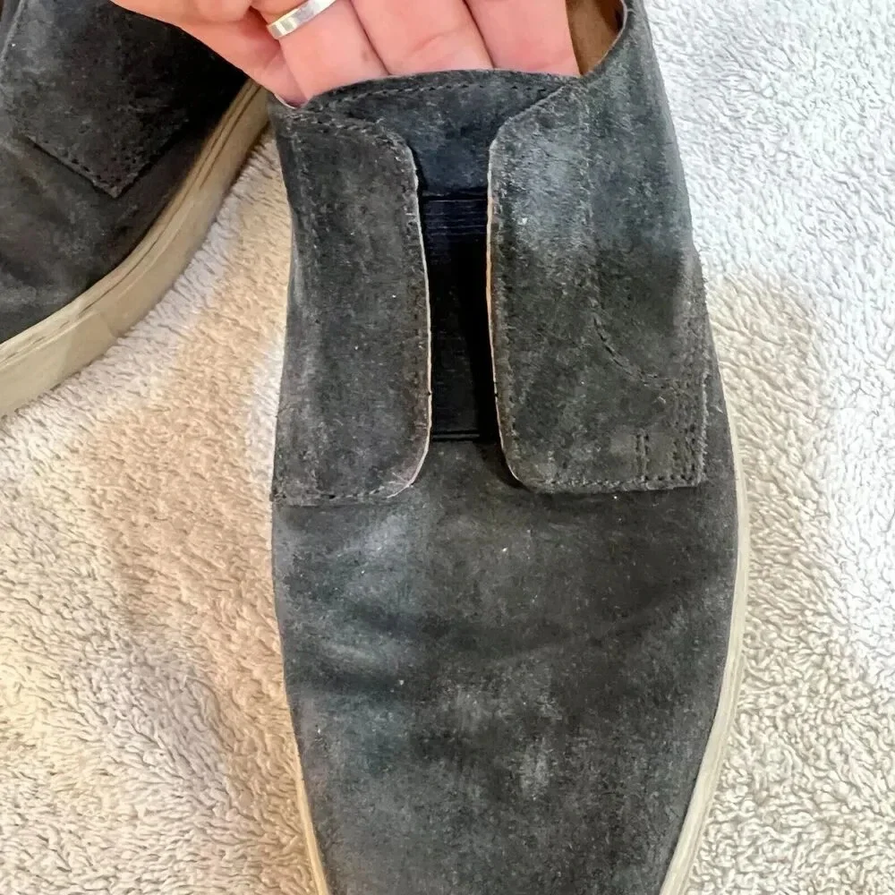 Frye 1863 Mens Gray Slip On Casual Shoes Lace 11 Suede Almond Toe Oxford Preppy